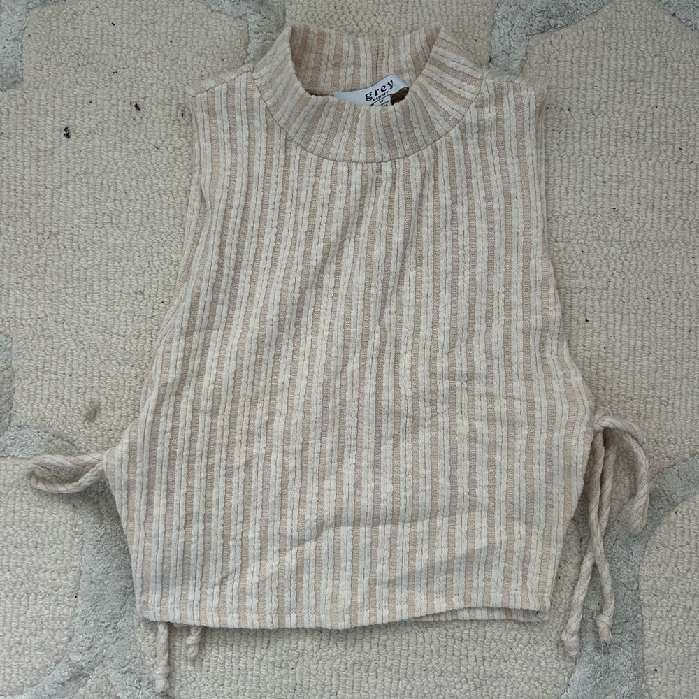 Women's Striped Tan Sleeveless Top